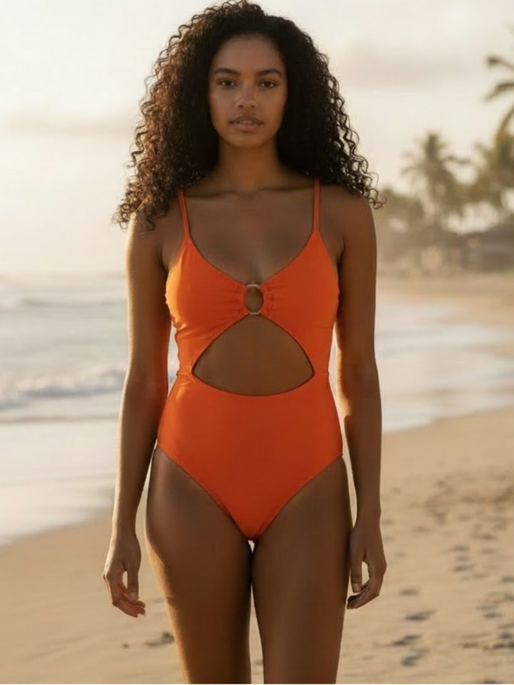 Cupshe Bright Orange Bikini Top with Adjustable Strap